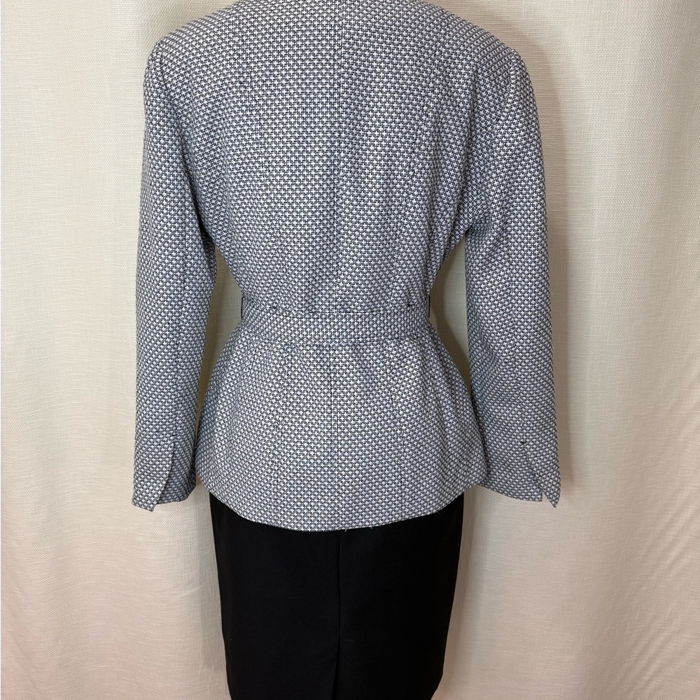 Preta A Porter Black White Suit Jacket Blazer Tie Waist Size 8 - Picture 2 of 9
